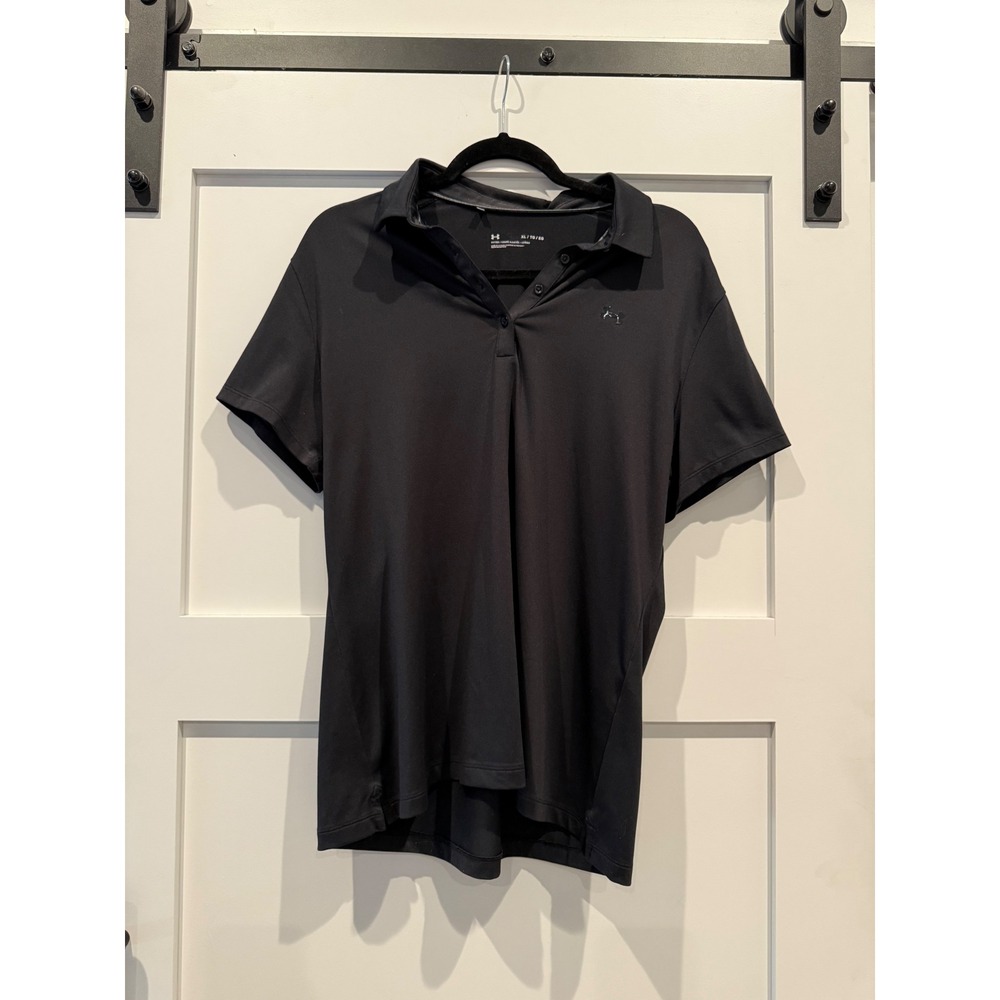 Under Armour Mens XL Fitted Polo Shirt Black Short Sleeve HeatGear Athletic Top